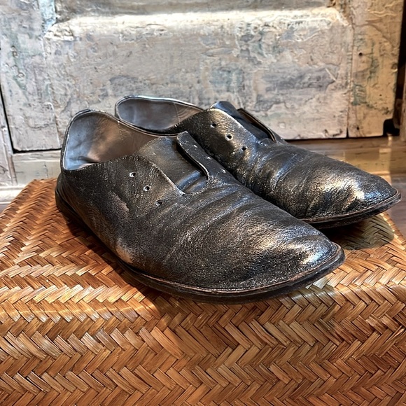 EUC Marsell Leather Distressed Laceless Metallic Oxfords, /40.5 EU, 10.5 US/ - Picture 2 of 8
